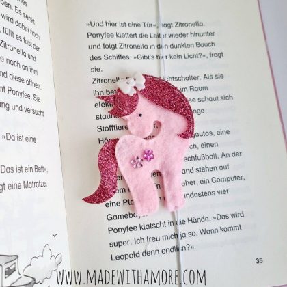 Lesezeichen aus Filz - Einhorn 21