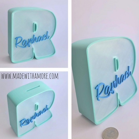 Personalisierte Buchstaben-Spardose mit Namen – Bild 2