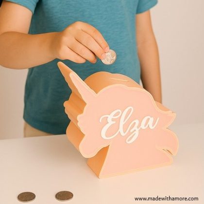 Personalisierte Einhorn-Spardose mit Namen
